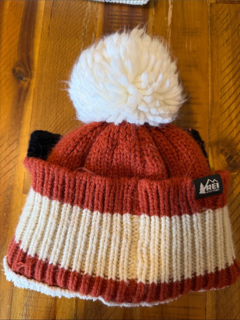 REI Co-Op Kids Fox Knit Pom Beanie Hat - Rust with White Pom